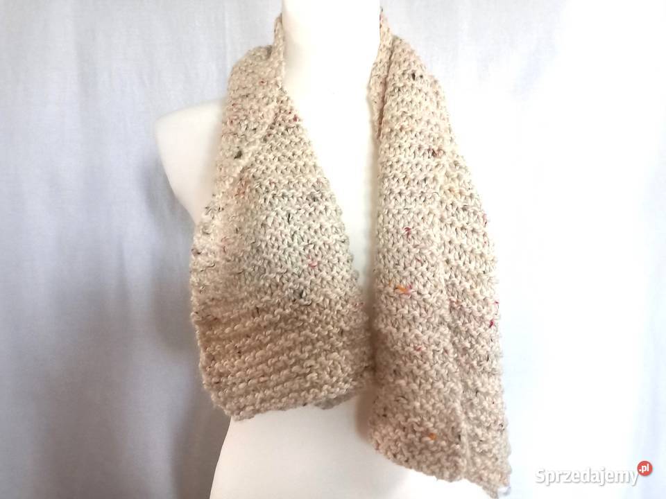 Szalik kremowy Handmade melanż Unisex NOWY Uniseks Pozostałe Galanteria i dodatki