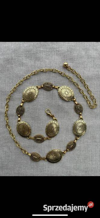 Złoty pasek pas metalowy regulowany łańcuch na Nowy Sącz