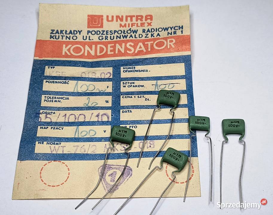 Kondensator 100nF 01uF MKSE Unitra MIFLEX Gdańsk