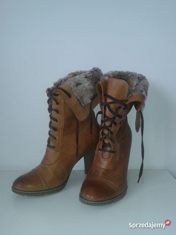 Kozaki z futerkiem 38 skóra Dąbrowa Górnicza