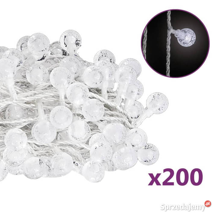 Lampki świąteczne 20 m 200 diod LED zimna biel 8