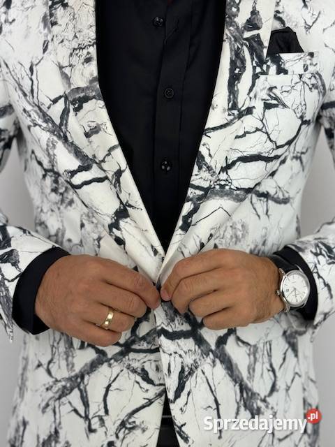 GIOVANNI PERA Marynarka męska D625 biała czarny wielkopolskie Ostrów Wielkopolski sprzedam