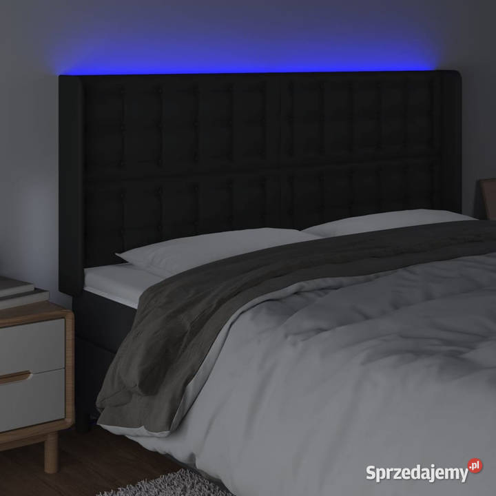 Zagłówek do łóżka z LED czarny 183x16x118128 Warszawa