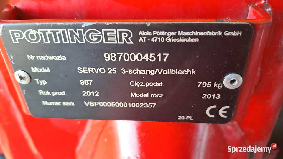 Pług POTTINGER SERVO 25 2012 podkarpackie Łańcut sprzedam