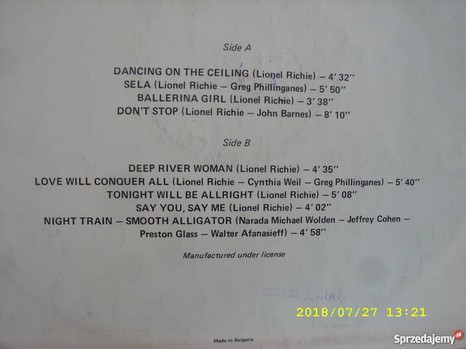 Pop LP LIONEL RICHIEDANCING ON THE dolnośląskie Wołów