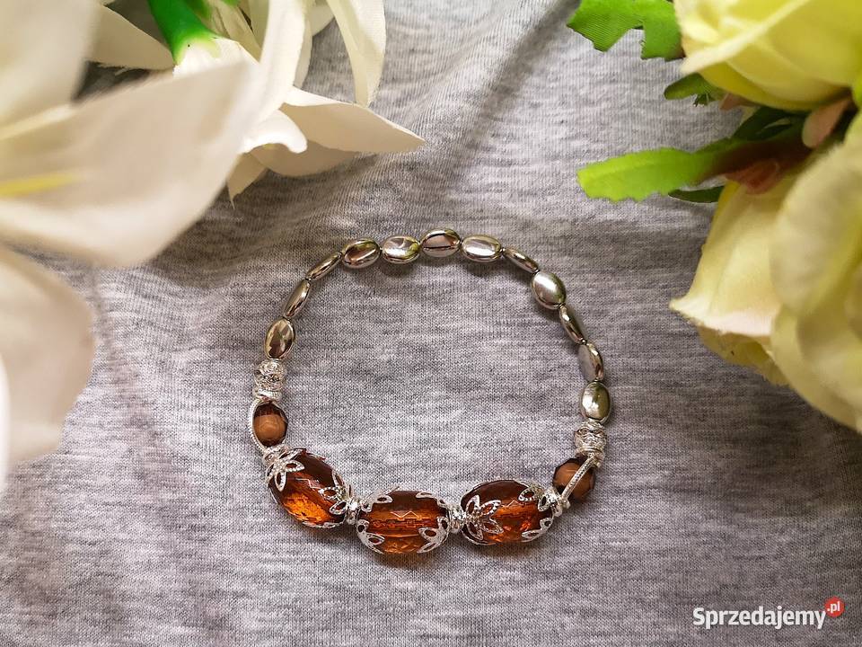 Bransoletka damska z herbacianymi koralikami i