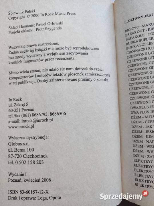 Śpiewnik polski In Rock Paweł Orłowski teksty Pozostałe świętokrzyskie