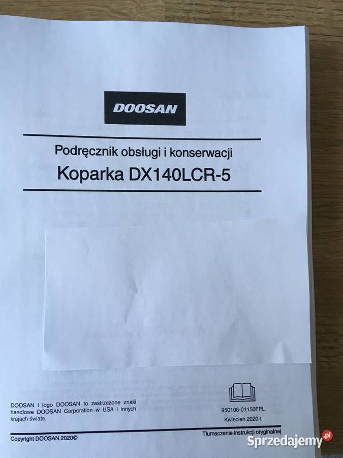 dtr instrukcja obsługi koparka dossan dx140lcr5