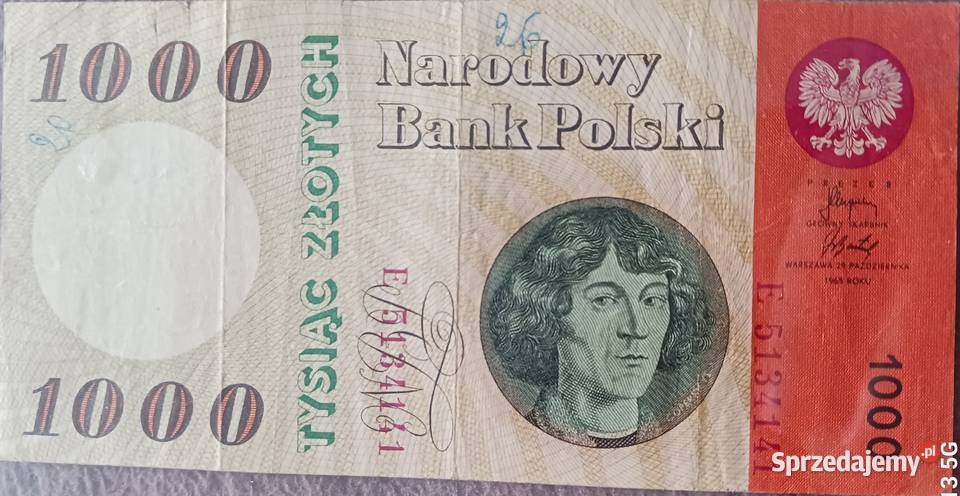 1000 M Kopernik 29X1965 r seria E ładne wielkopolskie Konin