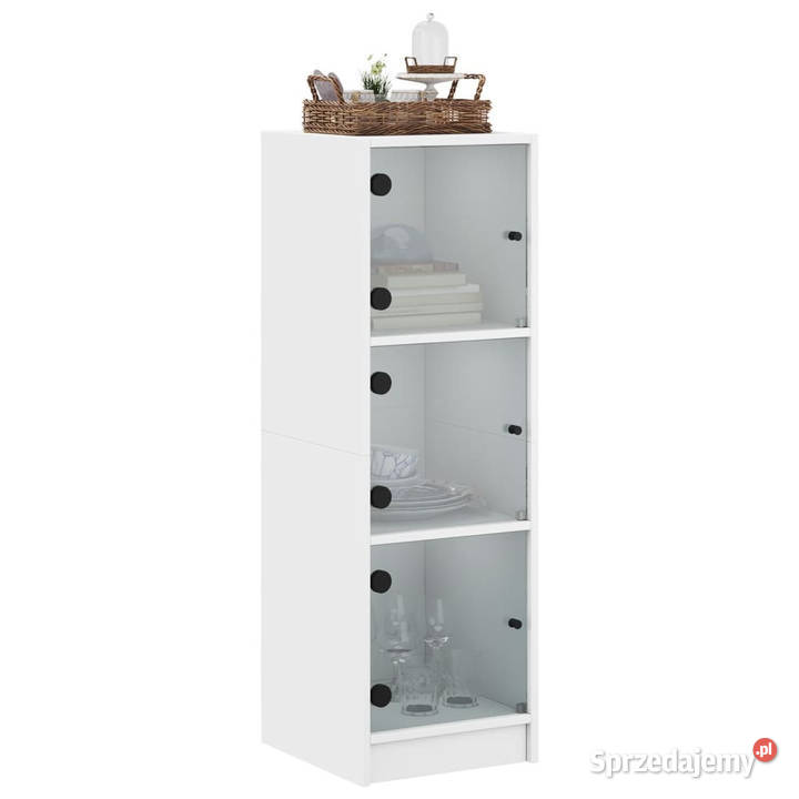 Szafka ze szklanymi drzwiami biała 35x37x109
