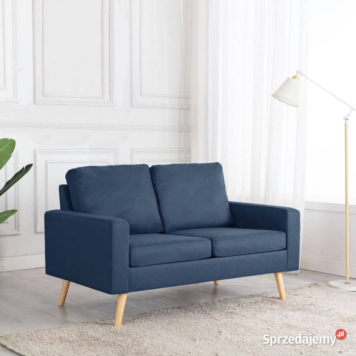 2osobowa sofa niebieska tapicerowana tkaniną Dom i Ogród Warszawa