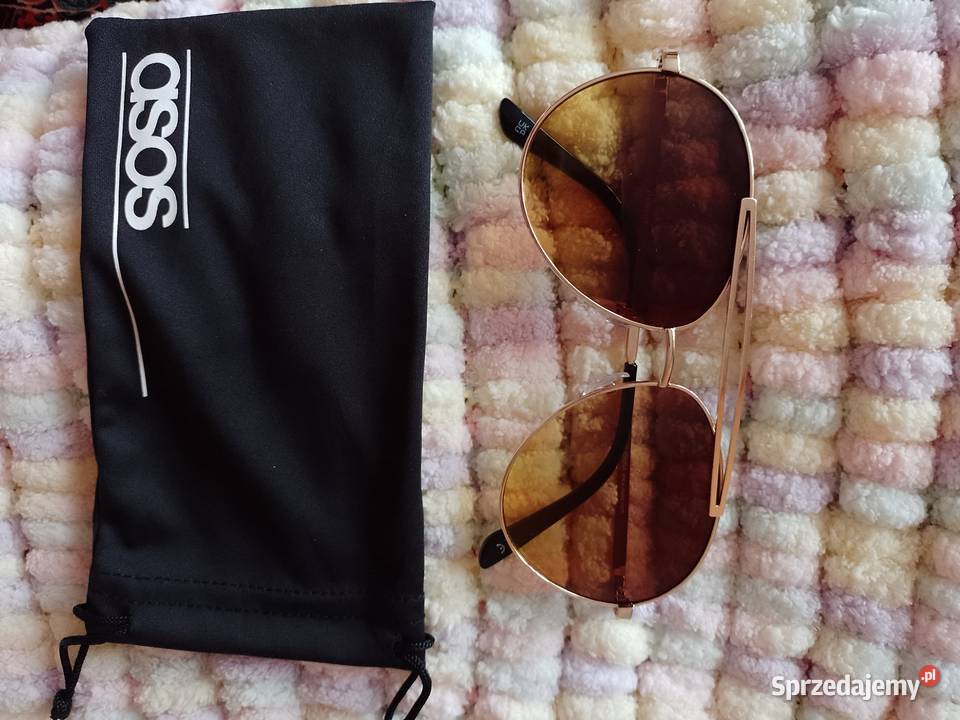 ASOS Duże złote okulary przeciwsłoneczne pilotki Kraków