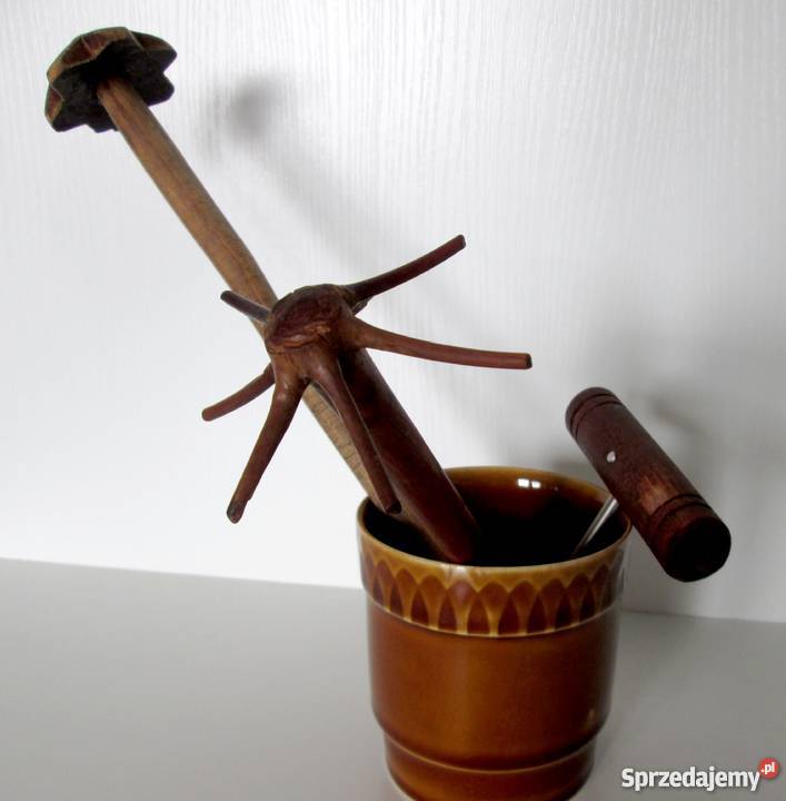 Stare przybory kuchenne ręcznie wykPRL drewno Kraków