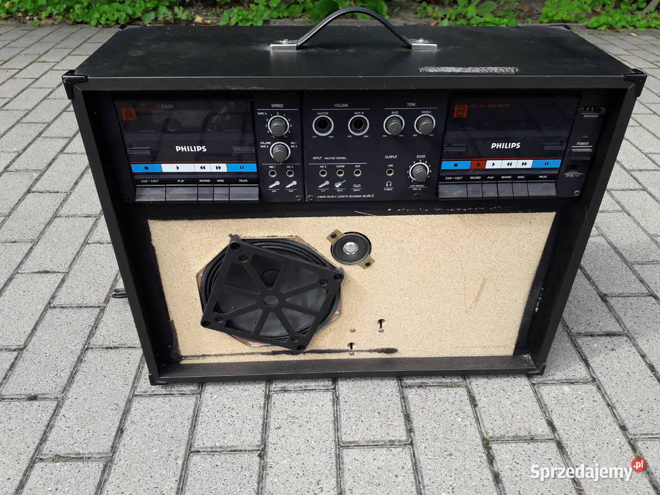 Przenośny wzmacniacz Philips z magnetofonami i