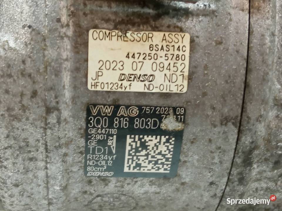 SPRĘŻARKA KLIMATYZACJI 3Q0816803D 20 TSI Skoda