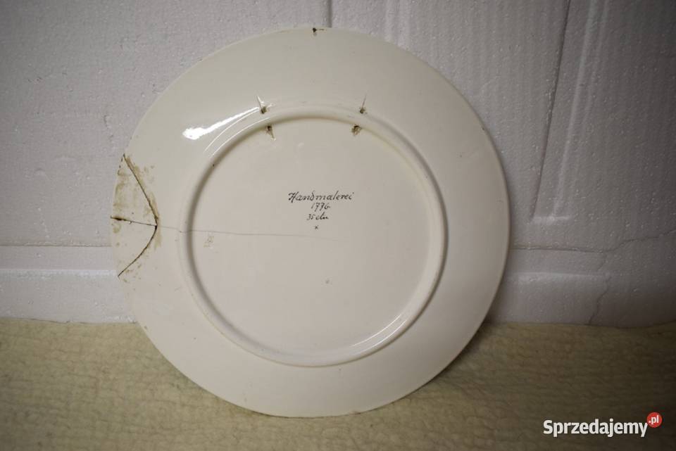 Duży talerz ozdobny z pejzażem górskim