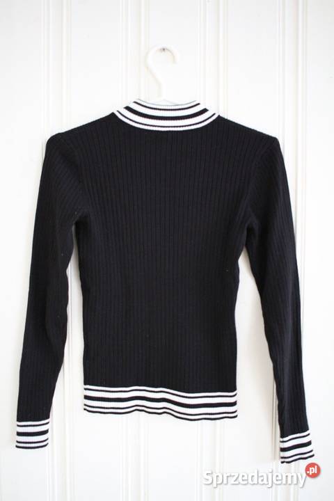 top bluzka czarna HM xs 34 zip zamek biały Inowrocław sprzedam