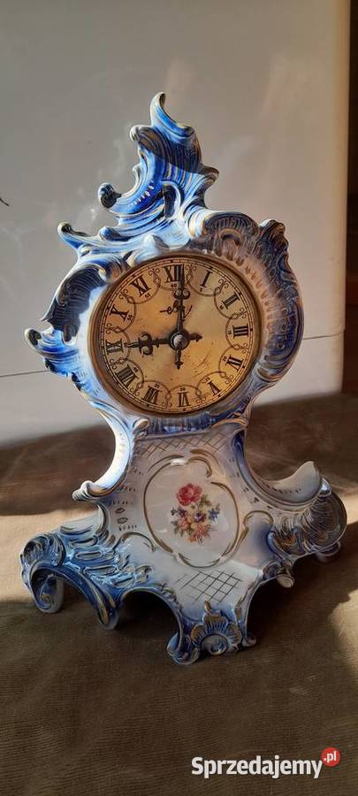 Porcelanowy zegar kominkowy w stylu rokokowym Pleszew