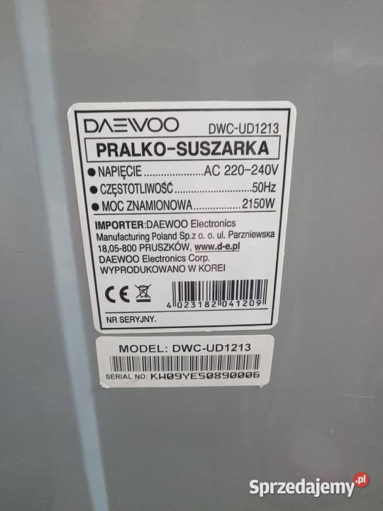 Pralkosuszarka Daewoo DC