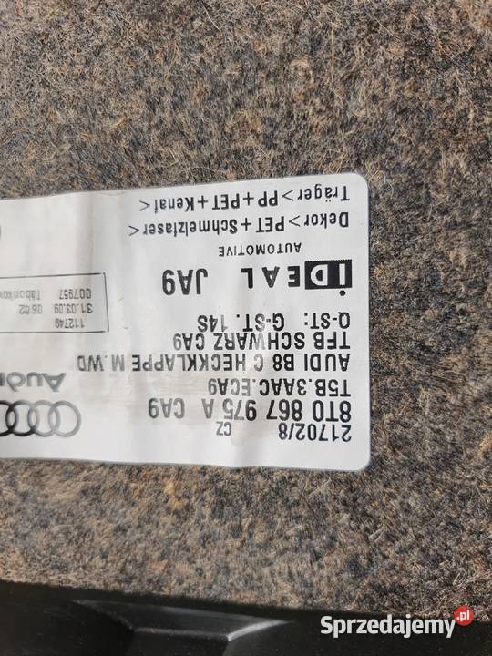 TAPICERKA KLAPY TYL AUDI A5 8T COUPE 8T0867975A sprzedam
