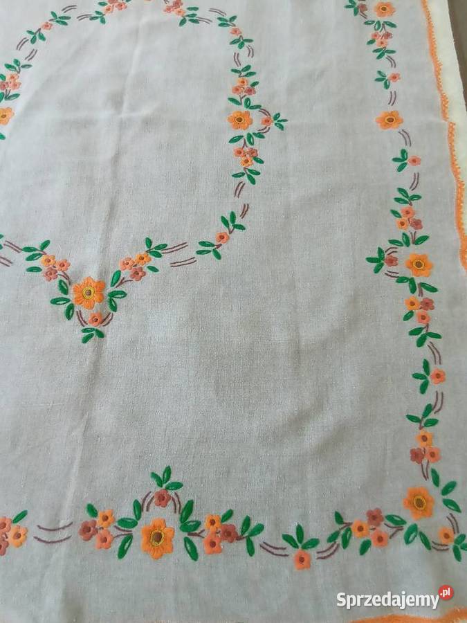 obrus ręczny haft bogaty bławatkowy cudny na Obrusy i serwety Gdańsk