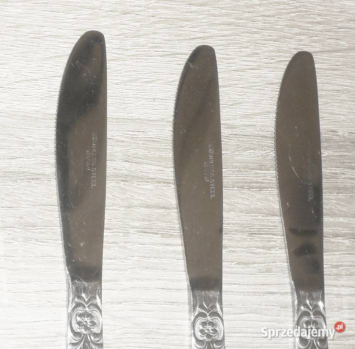 Zestaw 4 zdobionych noży obiadowych ze stali Gliwice sprzedam