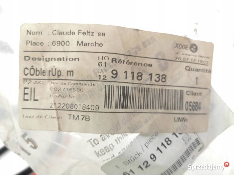 PRZEWÓD PODUSZKI BOCZNEJ AIRBAG BMW 3 E46 5 E39