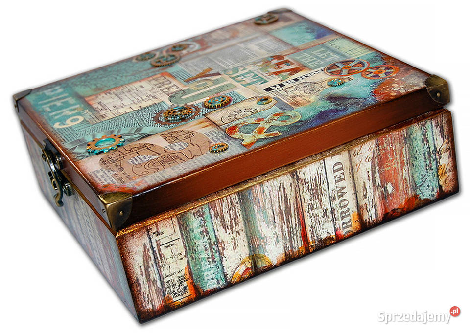duża SZKATUŁKA pudełko drewniane SEA WORLD Rust Bydgoszcz