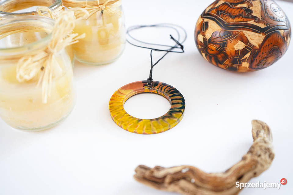 Duży kolorowy okrągły wisiorek fi 6 ręcznie Warszawa