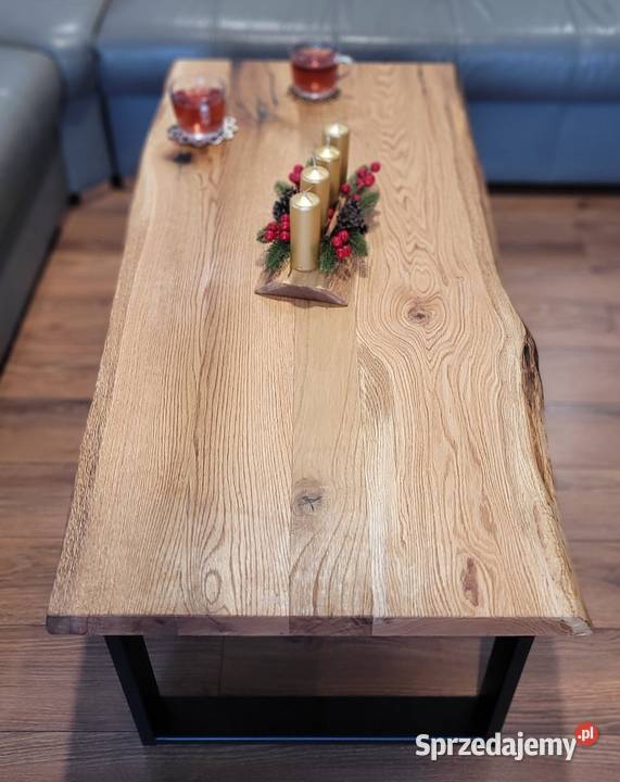 Industrialny stolik kawowy 120 Ława dębowy blat Tarnowskie Góry