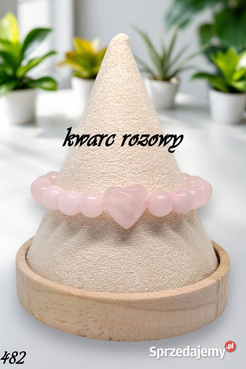 Bransoletka z kwarcu różowego KWARC RÓŻOWY serce