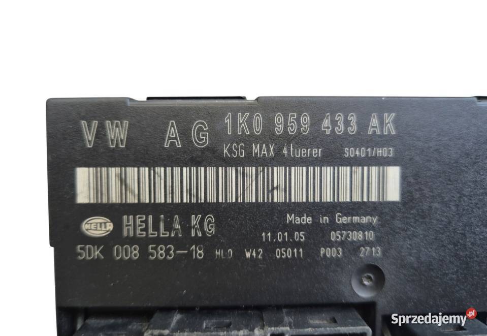 MODUŁ KOMFORTU SEAT AUDI SKODA VW 1K0959433CN Komputery
