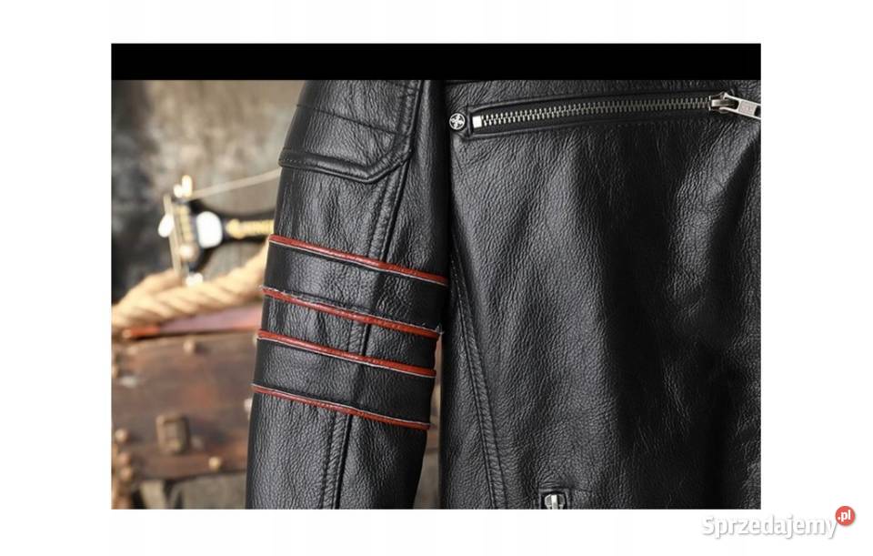 KURTKA MOTOCYKLOWA SKÓRZANA Z HAFTEM CZASZKA Sosnowiec