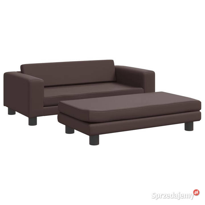 Sofa dziecięca z podnóżkiem brązowa 100x50x30