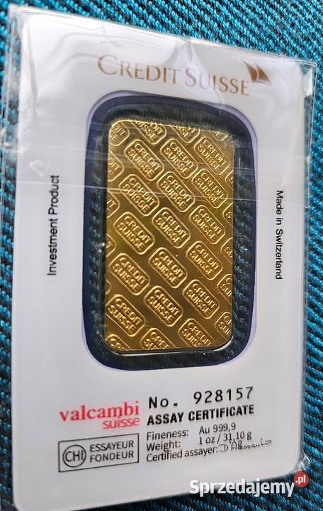 sztabka złota imitacja 1 uncja CREDIT SWISS Warszawa