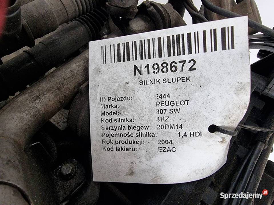 SILNIK SŁUPEK PEUGEOT 307 SW osobowe Lipno