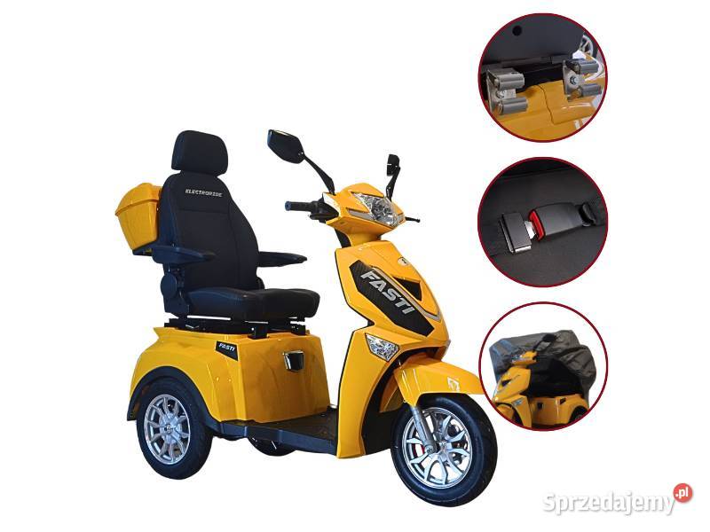 Elektryczny 3kołowy skuter z pokrowcem uchwyt 1km Kraków