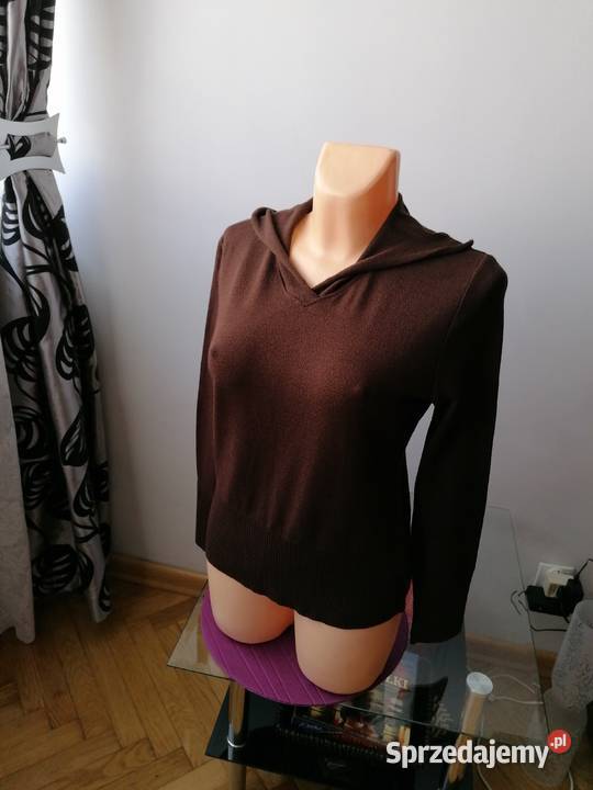 NOWY DAMSKI BRĄZOWY SWETER Z KAPTUREM ELLA R LXL Swetry i golfy Łódź