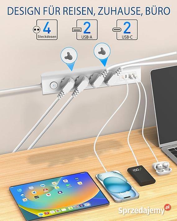 Listwa zasilająca 8 gniazd 3680W z USB USBC 18m podkarpackie Rzeszów