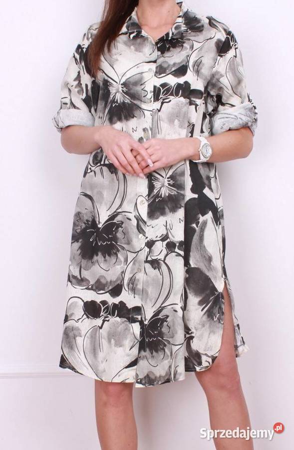 Szmizjerka sukienka lniana kwiaty 4 kolory Italy Białystok