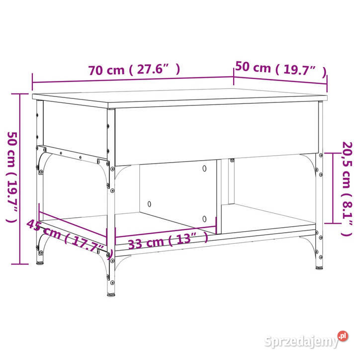 Stolik kawowy czarny 70x50x50 WM845361 mazowieckie Warszawa