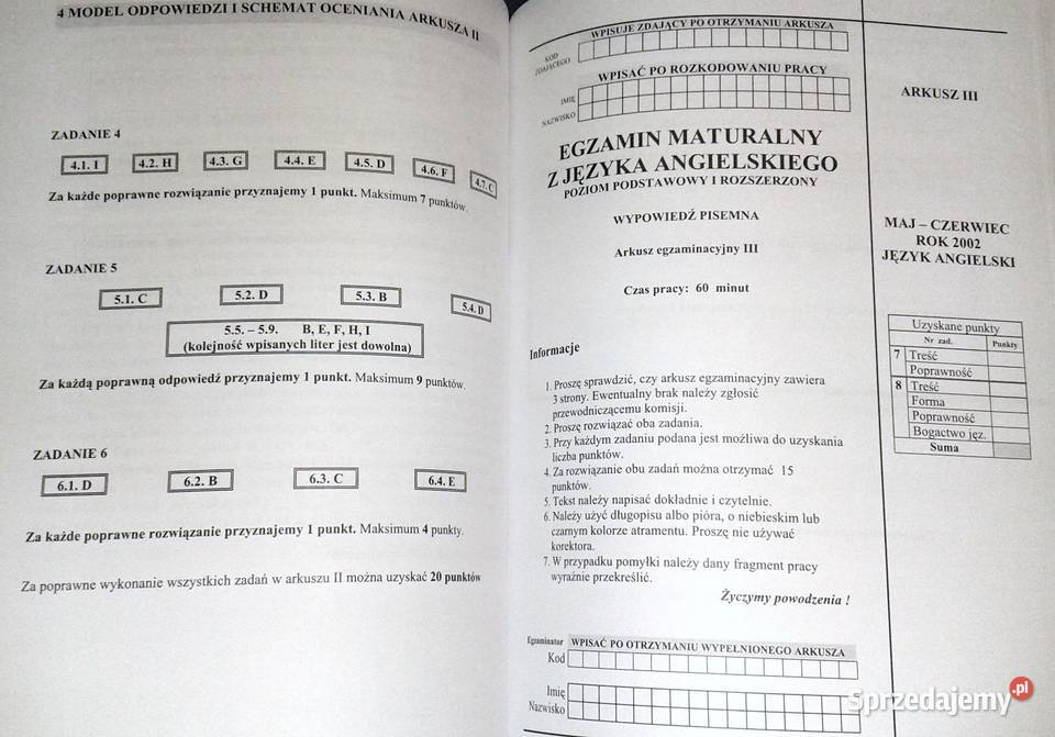 Informator syllabus Matura z języka angielskiego Rok wydania 2000 Chełm