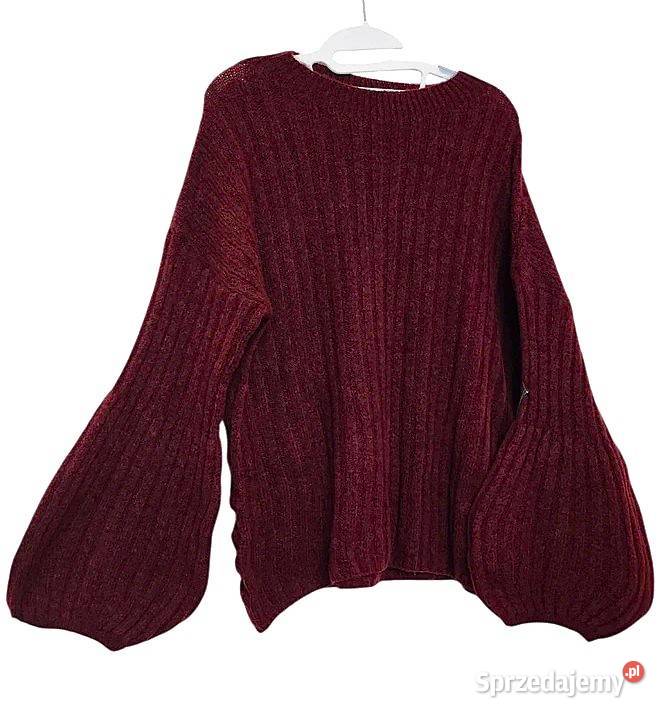 Wiralowy sweter w kolorze wina rękawy dzwonek Wejherowo