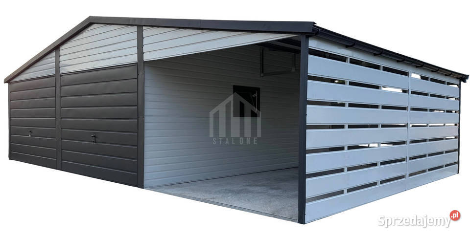 Garaż blaszany 6x5m wiata 3m 2x brama okno dach samodzielny Nowy Tomyśl