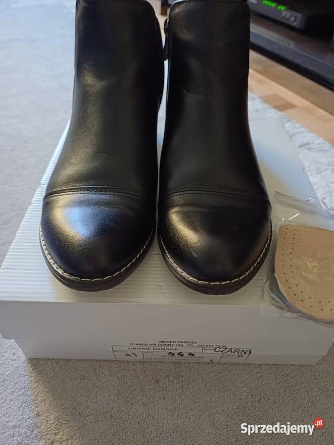 Piękne skórzane botki damskie z podeszwą Kraków