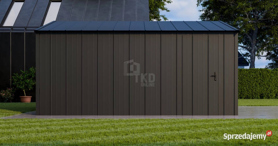 Garaż blaszany 4x5m brama uchylna drzwi blacha samodzielny