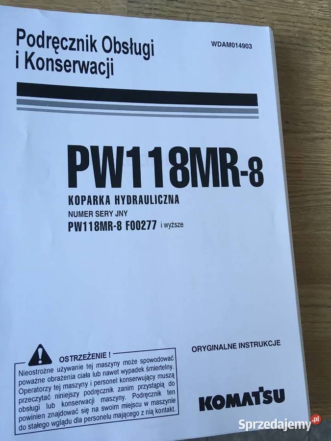 dtr instrukcja obsługi koparka komatsu pw118mr8 Kultura i Rozrywka Szczecin