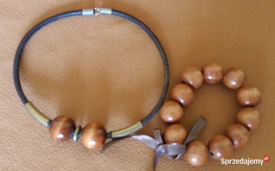 Naszyjnik z rzemienia z dwoma koralamiWisiorek z Łódź