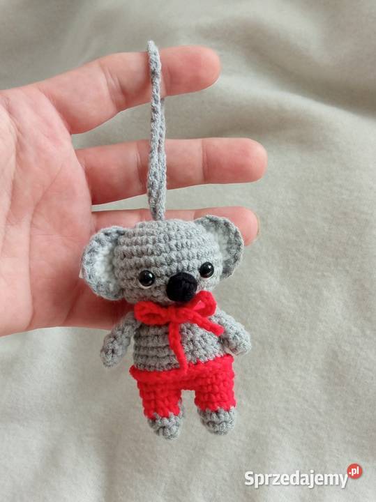 Miś koala wykonany na szydełku brelok zawieszka Łask