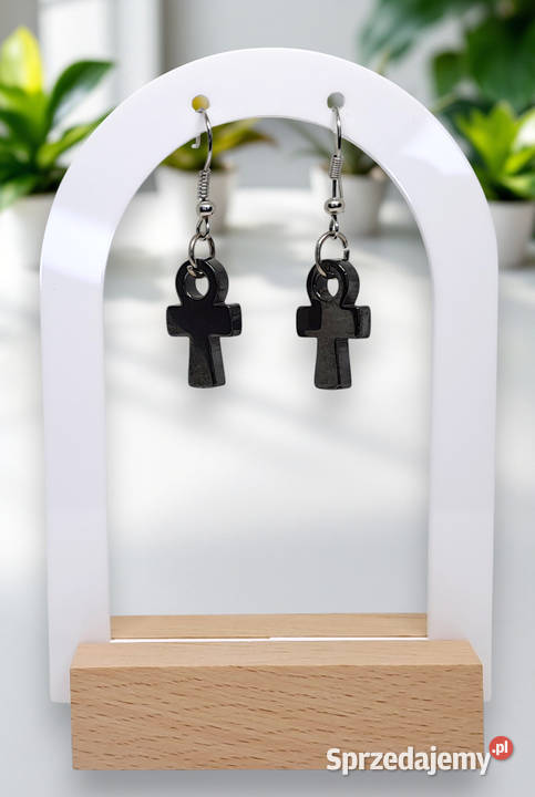 Kolczyki z hematytu HEMATYT krzyż Ankh 1266 mazowieckie Warszawa